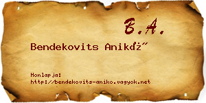 Bendekovits Anikó névjegykártya